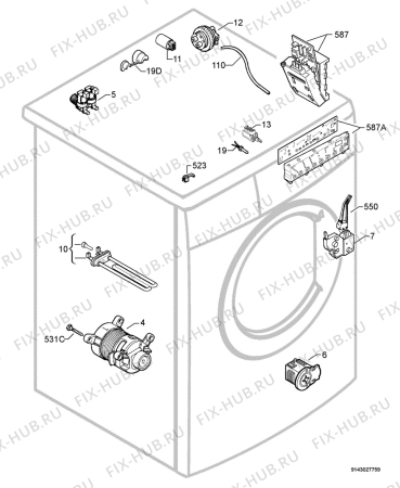 Взрыв-схема стиральной машины Zanussi ZWF1438 - Схема узла Electrical equipment 268